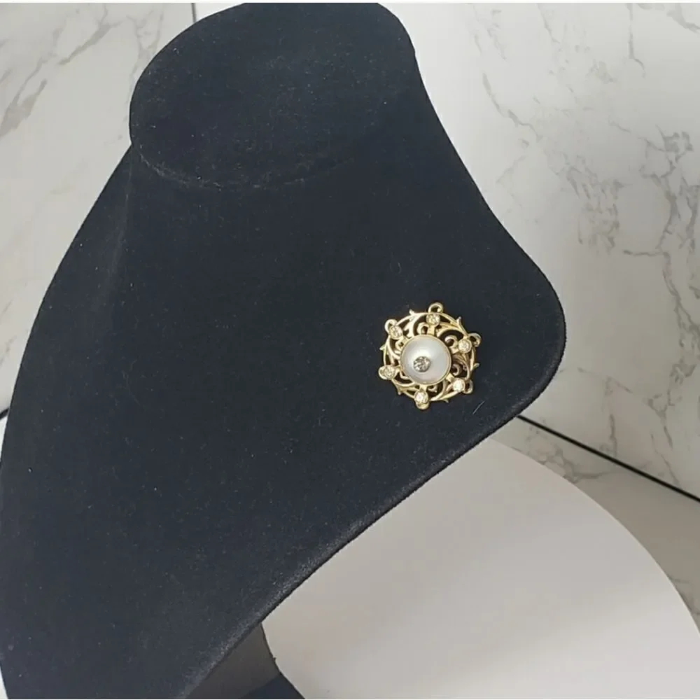 VINTAGE JELLY BELLY Goldtone Brass & Rhinestone Pin Brooch